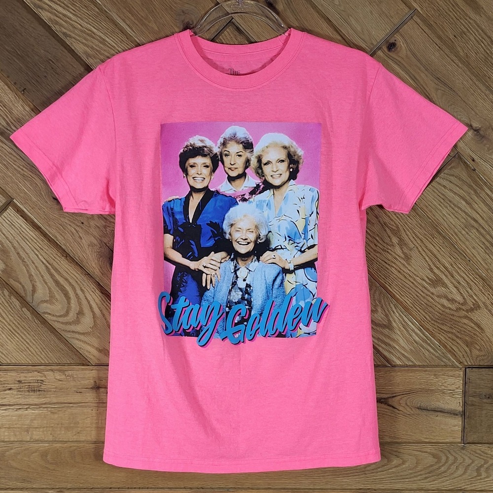 The Golden Girls "Stay Golden" Neon Pink T Shirt Size S Womens Top